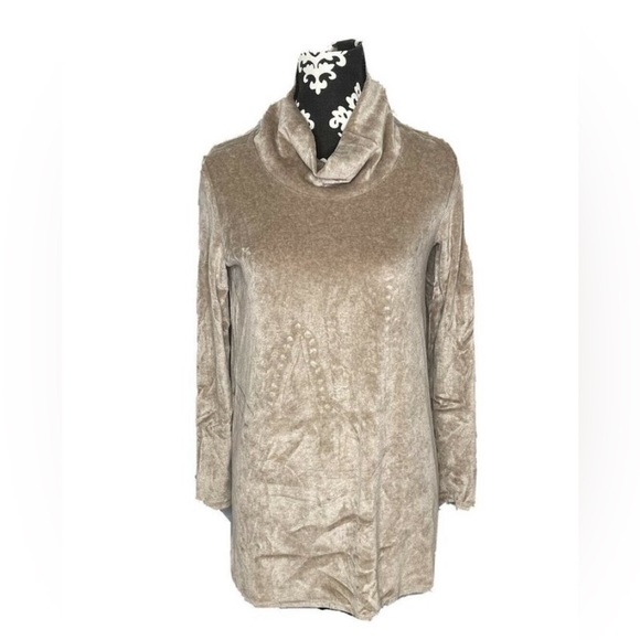 Purejill sweater Xs extra small champagne Cowl Neck Super Soft Long Tunic Blouse - Picture 1 of 5
